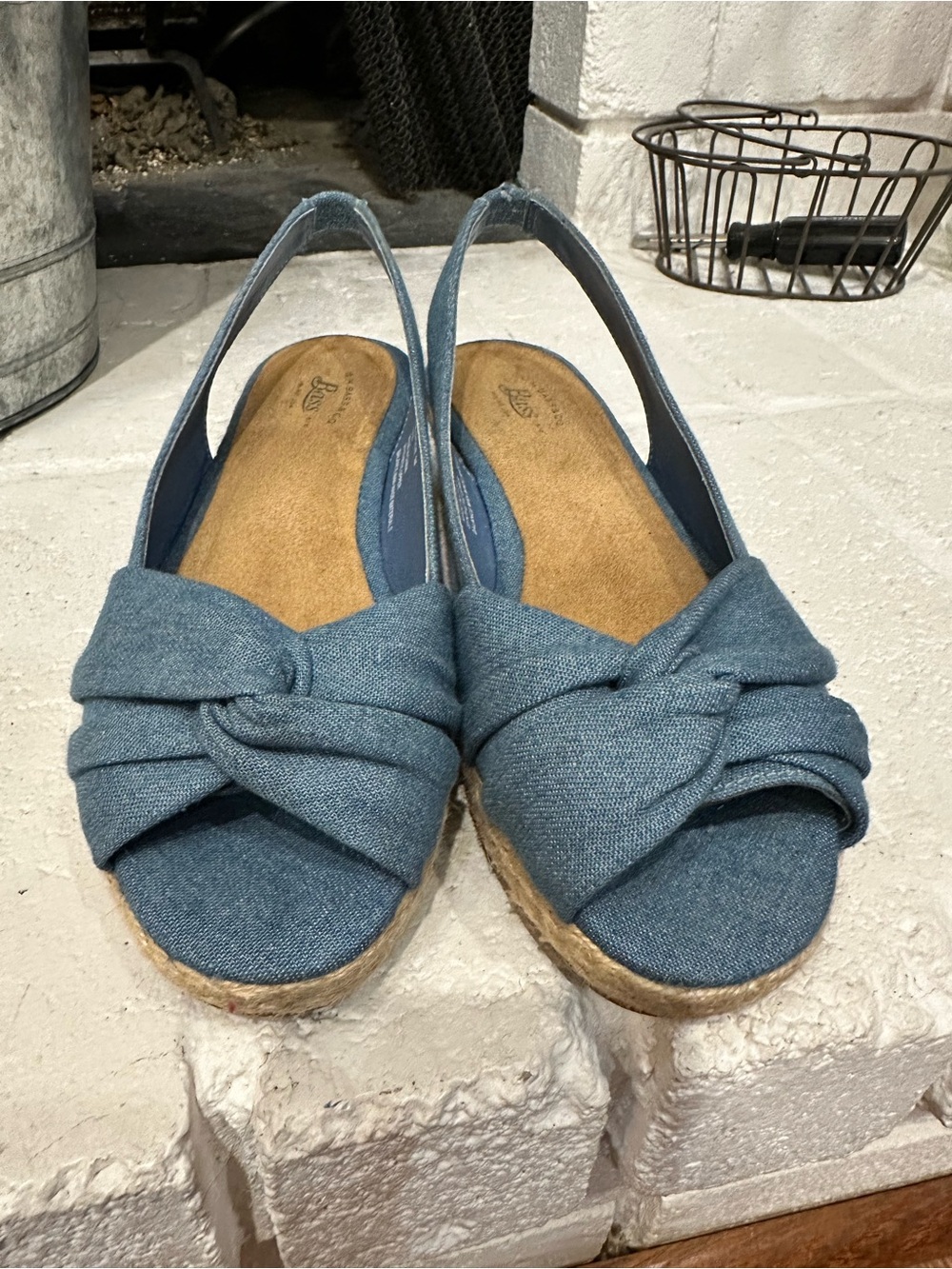 G.H. Bass & Co. Denim Blue Knotted Espadrille Slingbacks